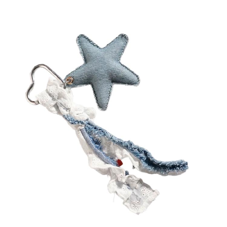 Denims Starfish Keychain Handmade For Keys Bags Fashion Accessory Portable Gift