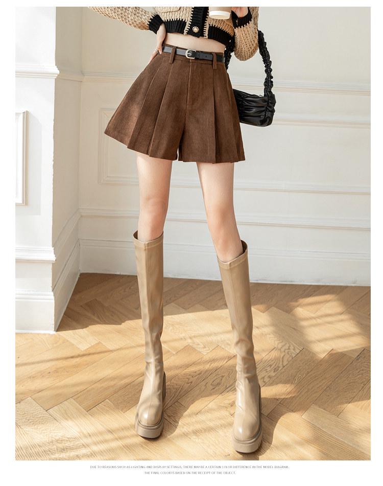 Women's High Waist Corduroy A-line Wide Leg Shorts - Autumn/Winter 2025 Collection