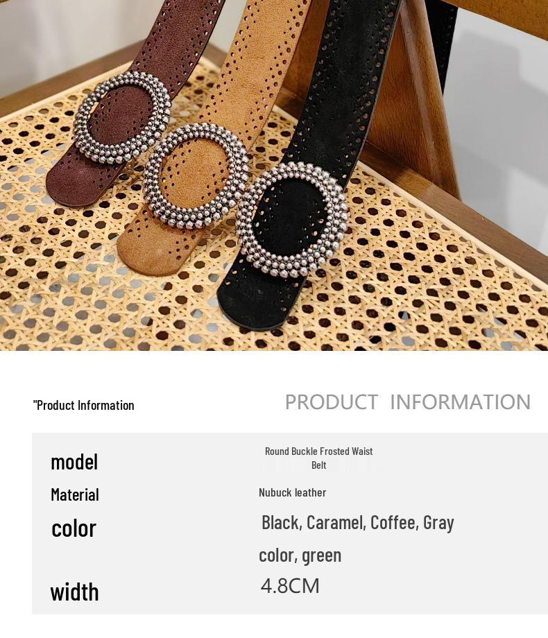 Breiter Wildleder-Gürtel für Damen mit runder Schnalle - Vielseitiges Modeaccessoire für Röcke & Mäntel