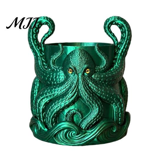 Durable Pla Plant Container 3D Printed Octopus Planter with Tray, Creative Succulents Flower Pot, Weather-Resistant Charming Garden Decor Planting