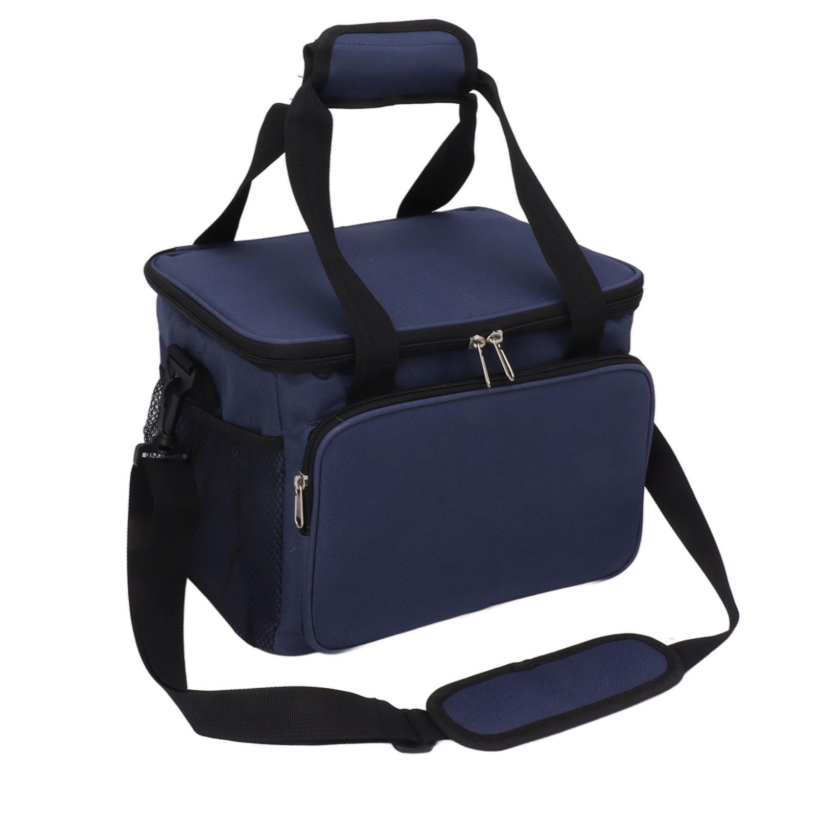

Insulated Lunch Bag Thicken Waterproof Oxford Cloth Cooler Cooling Large Lunch Bag with Handle and Strap for Outdoor темно-синий