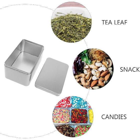 

Zerodeko Rectangular Tinplate Box Mini Portable Tea Leaf Storage Container Candy Organizer Home Organizer Silver Smooth Edges for Use золотистый