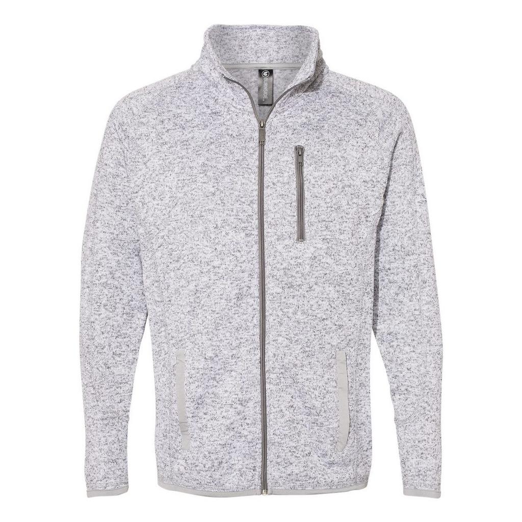 Burnside Mens Knitted Full Zip Sweat Jacket