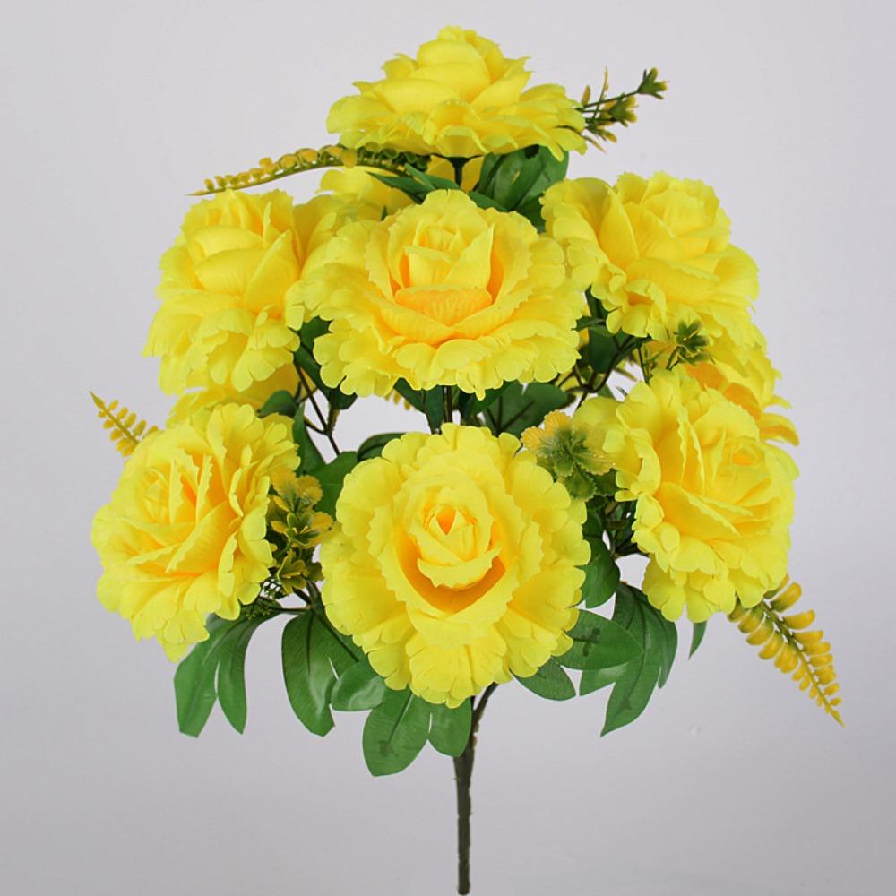 

11 Heads Real Happy Flower Mini Photography Photo Gift Valentine s Day Flowers 5 Colors Natural Simulated Rose Home Decorative жёлтый