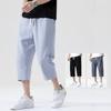 Summer Casual Linen Short Pants Cotton Straight Mens Lightweight Shorts Large Solid Color Gym Fifth Beach Short Pants