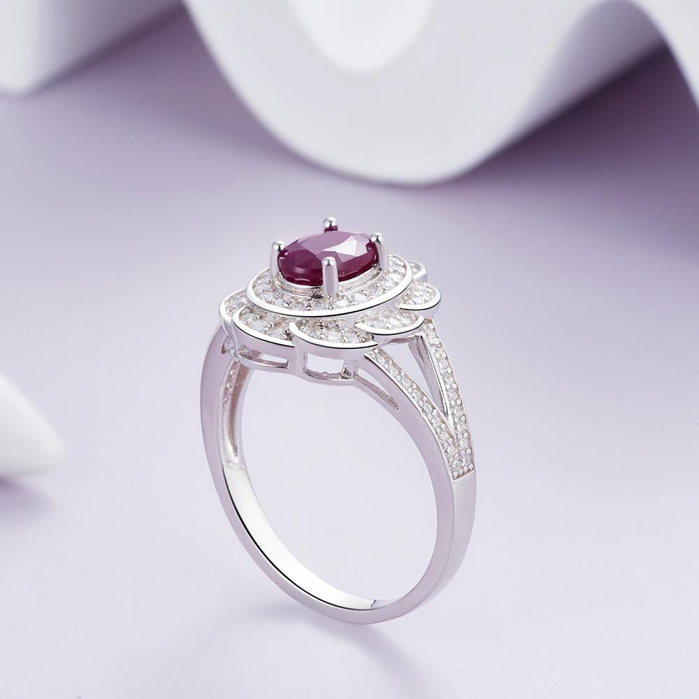Flower design Natural longrido ruby Ring Earrings Pendant Necklace Set 925 sterling silver jewelry for women's daily party gifts