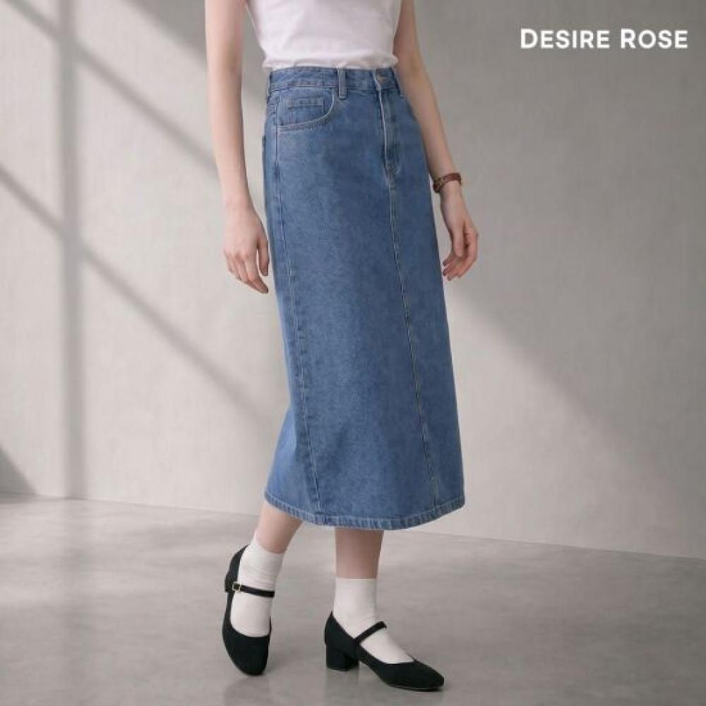 Desire Rose Women Summer H Line Slit Denim Skirt 4 Colors