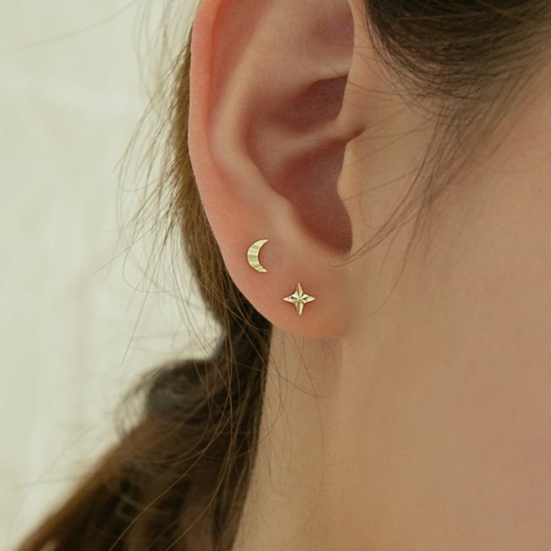 LUNNE 14k Cut Crescent Moon Earrings (14k Gold) #ES13