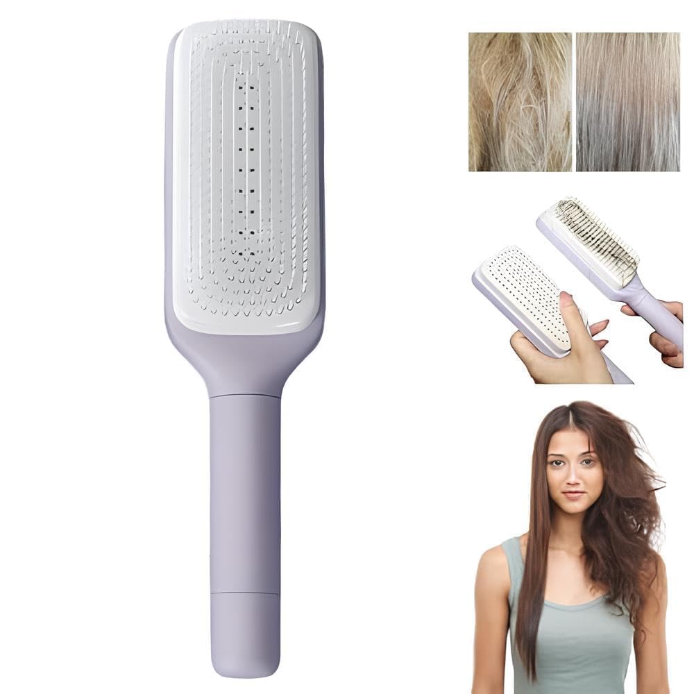 Self-Cleaning Anti-Static Massage Hair Brush – 4-in-1 Detangling Comb with Scalp Massager for Smooth Tangle-Free Hair | Hair Brush for Women & Me