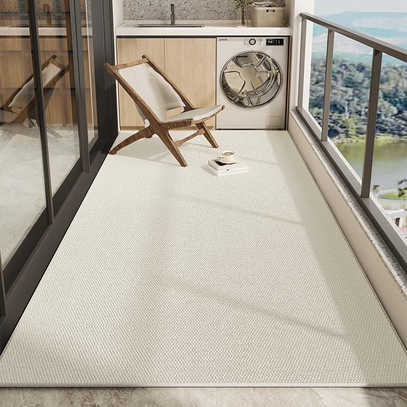 Balcony Floor Mat Waterproof Non-Slip Sun-Proof Carpet Minimalist Solid Color Imitation Texture Rugs Large Size Home Decor Mats