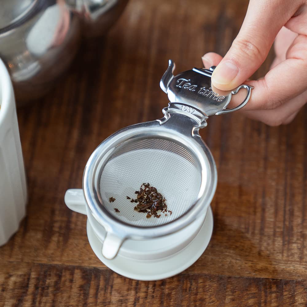 Tea Time Tea Strainer Set, Mirror, 018244, with Saucer, W73mm