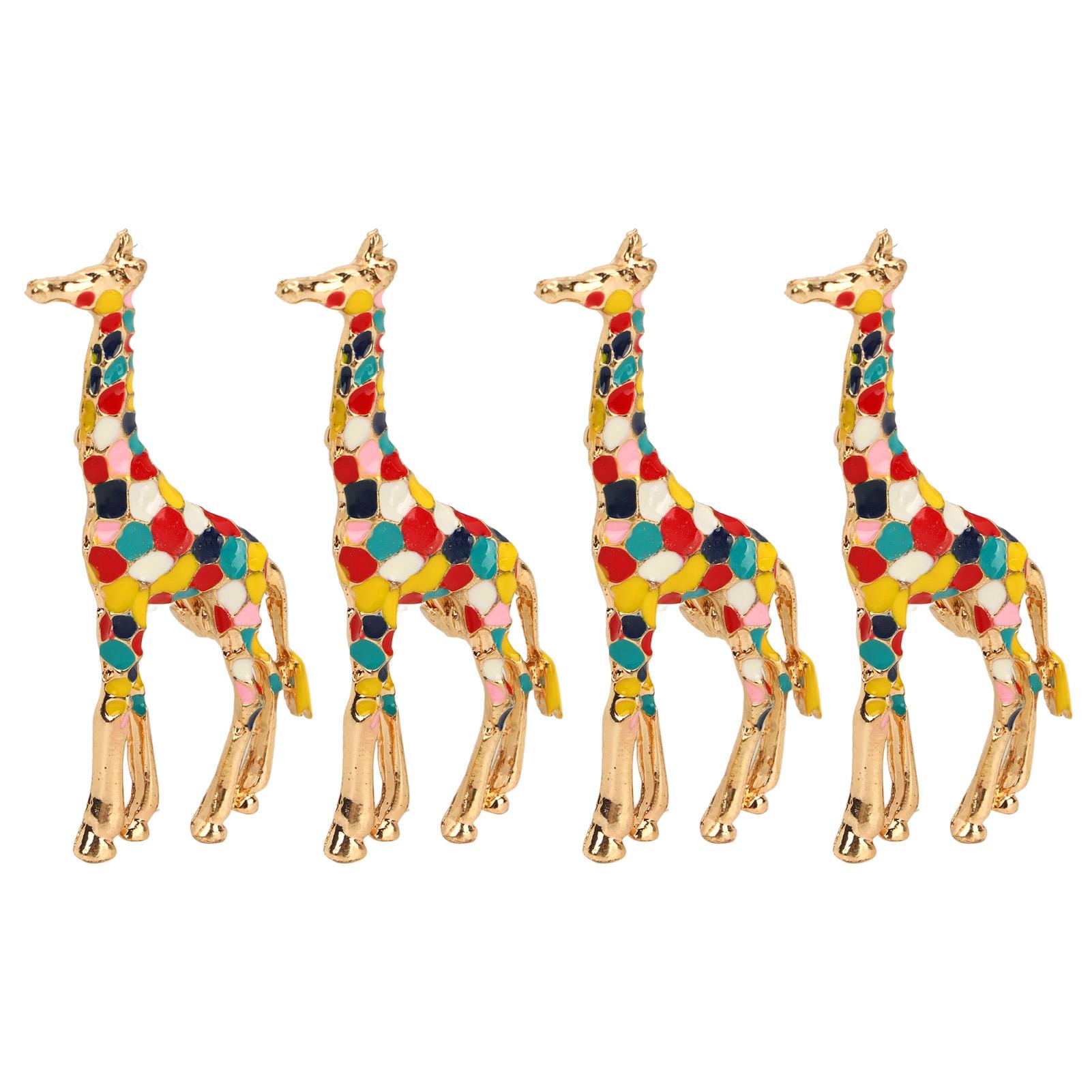 

4 шт. Мультяшная брошь-жираф Изысканная Красочная Элегантная из Алюминиевого Сплава Модная Брошь-жираф для