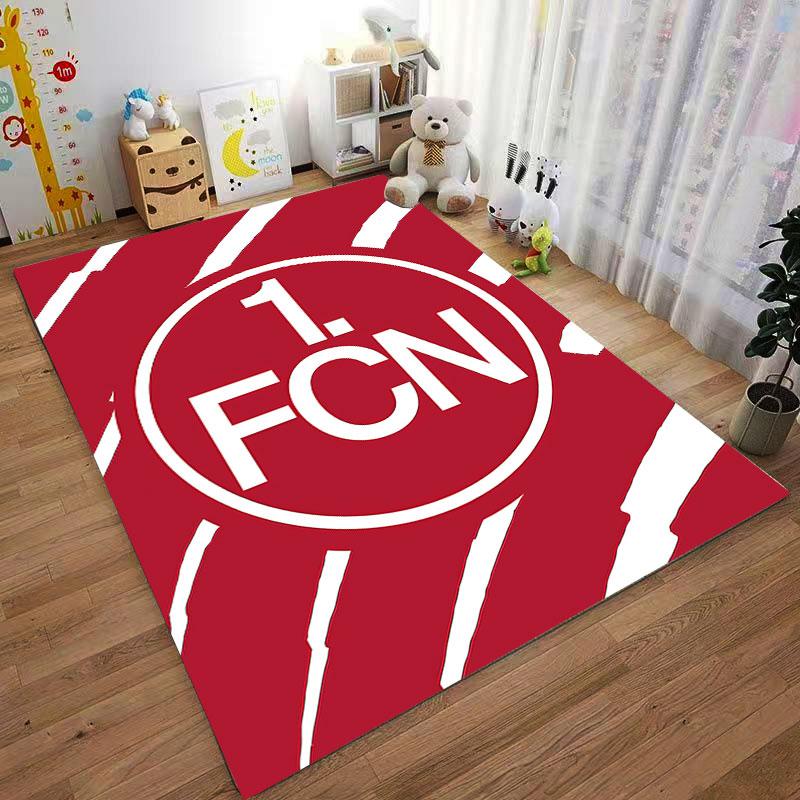 Red Carpet with Bold FCN Logo suitable as a non-slip mat for the living room or bedroom sofa