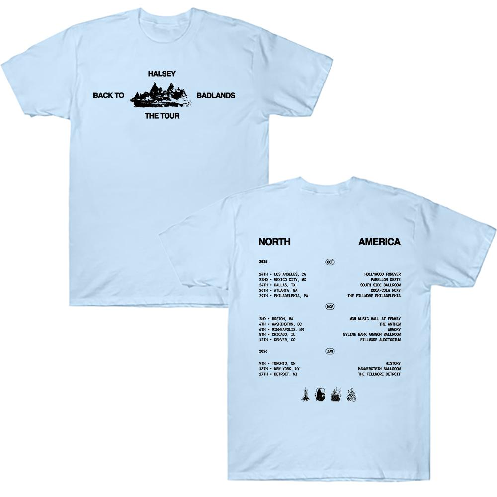 Halsey Back To Badlands The Tour T-Shirts Unisex Harajuku Rundhals Kurzarm Beliebte Musik Shirts Fans Geschenk Top Baumwollkleidung