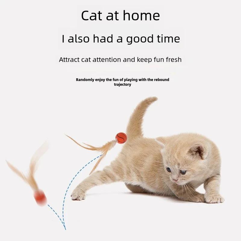Cat Feather Elastic Ball Self-playing Interactive Pet Kitten Teaser Stress Reliever Catnip Flying Bird Supplies