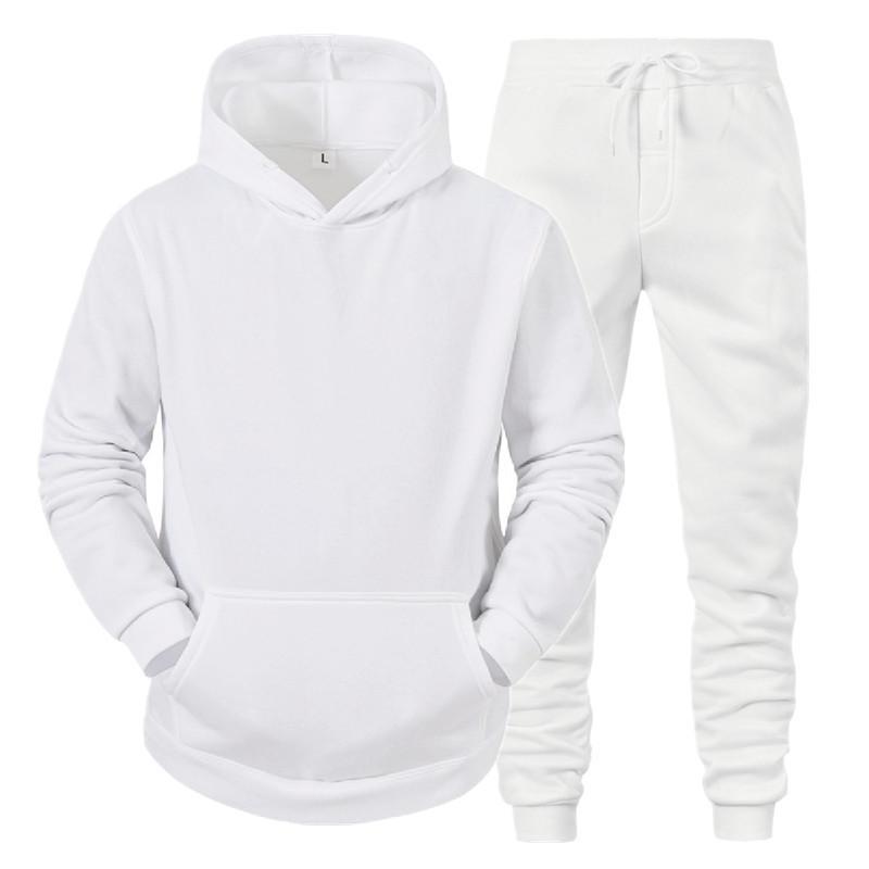 Herren Herbst Dünnes Fleece Kapuzen-Sweatshirts + Hosen Lässiger Sportanzug Herrenbekleidung Freizeitsets