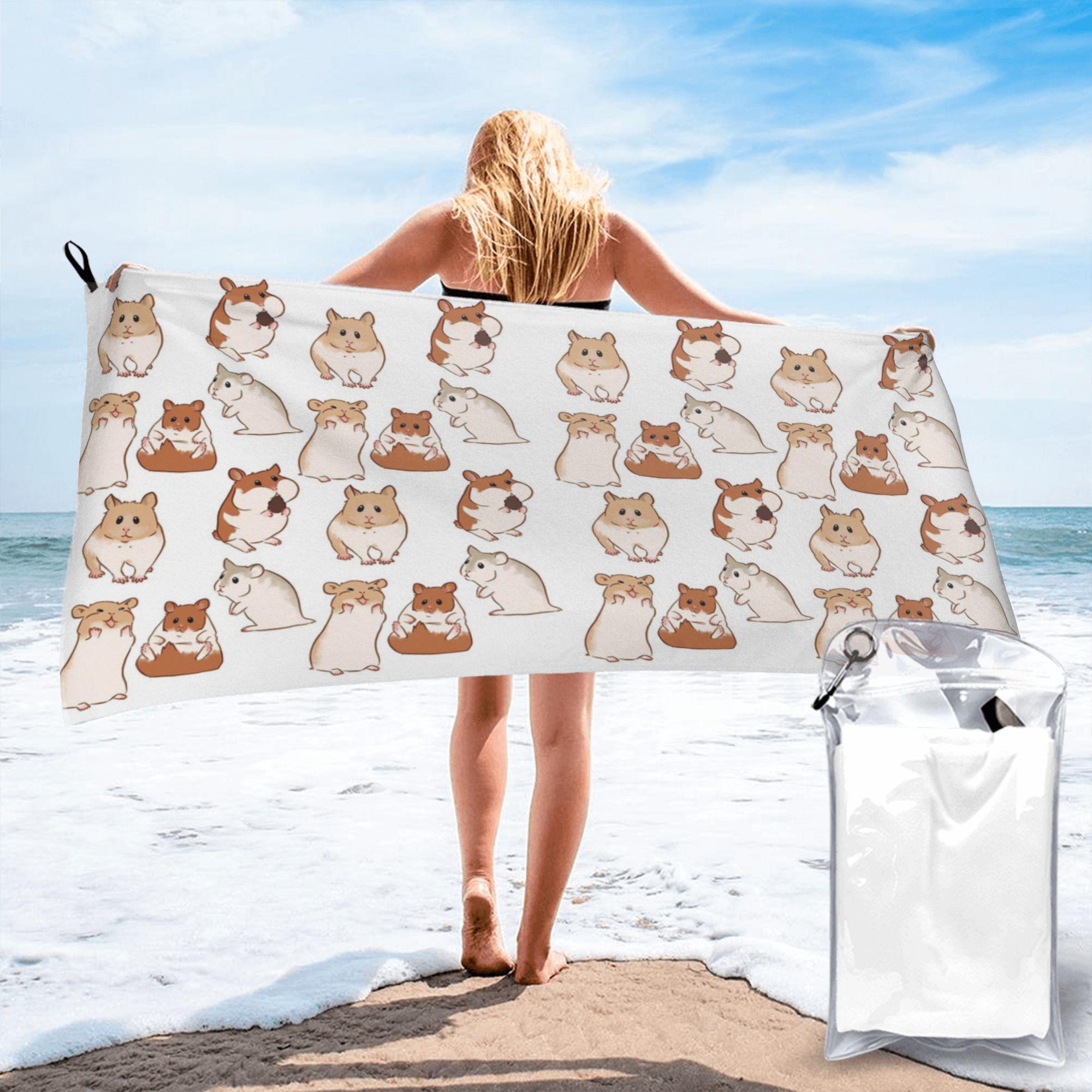 

cute hamster pattern Beach Towel Soft Microfiber Quick Dry Absorbent Quick Towels For Bath W30*H60(CM)