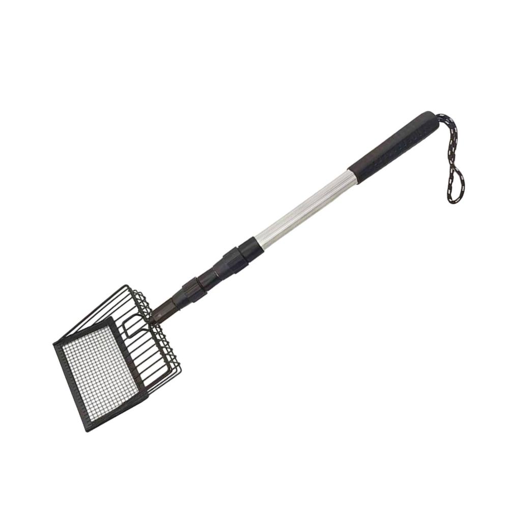 Metal Litter Scoop For Cats With Retractable Handle Efficient Sifting Design Multiuse Chicken Coop Rake Cleaning Tool
