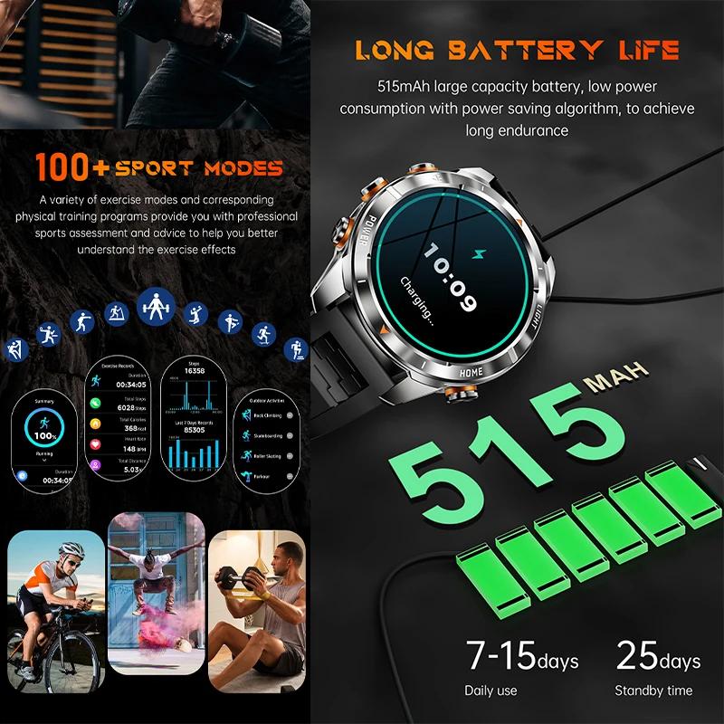 Outdoor Strong Light Flashlight Men Smart Watch For Huawei 3ATM Waterproof Sports Watch 515 mAh Extra Large Battery Smart Watch