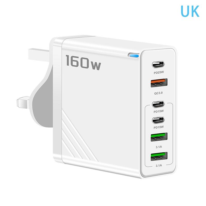 

160 Вт 6-портовый адаптер для быстрой зарядки USB Type C Quick Charge PD QC3.0 для iPhone Xiaomi Samsung Huawei Зарядное устройство для телефона