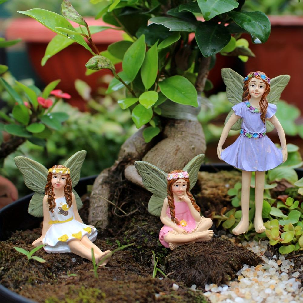 6 Stück Außendekorationen mit Flügeln für Feen-Stäbe, Gartendekorationen mit Feen-Landschaftsskulpturen, Märchen-Dekoration für Rasen und Topfpflanzen, Zubehör für Haus und Garten