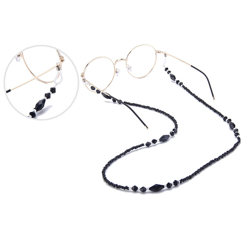 Fashion Glasses Chain Ladies Black Acrylic Bead Chain Anti-Slip Glasses Rope Holder Neck Strap Reading Glasses Rope
