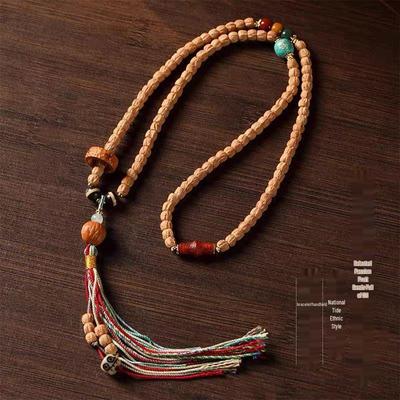 Handmade Tibetan 108-Bead Rezhen Cypress Mala Bracelet