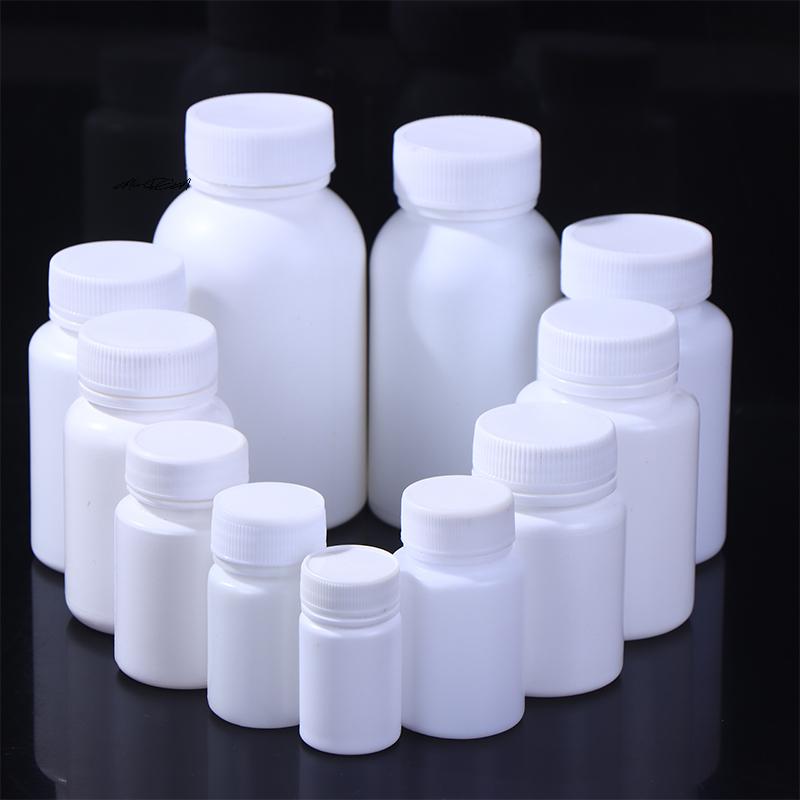 White Plastic Medicine Bottle 15-180ML with Screw Lid Food Grade PE Pill Storage Packing Container Case Holder for Home