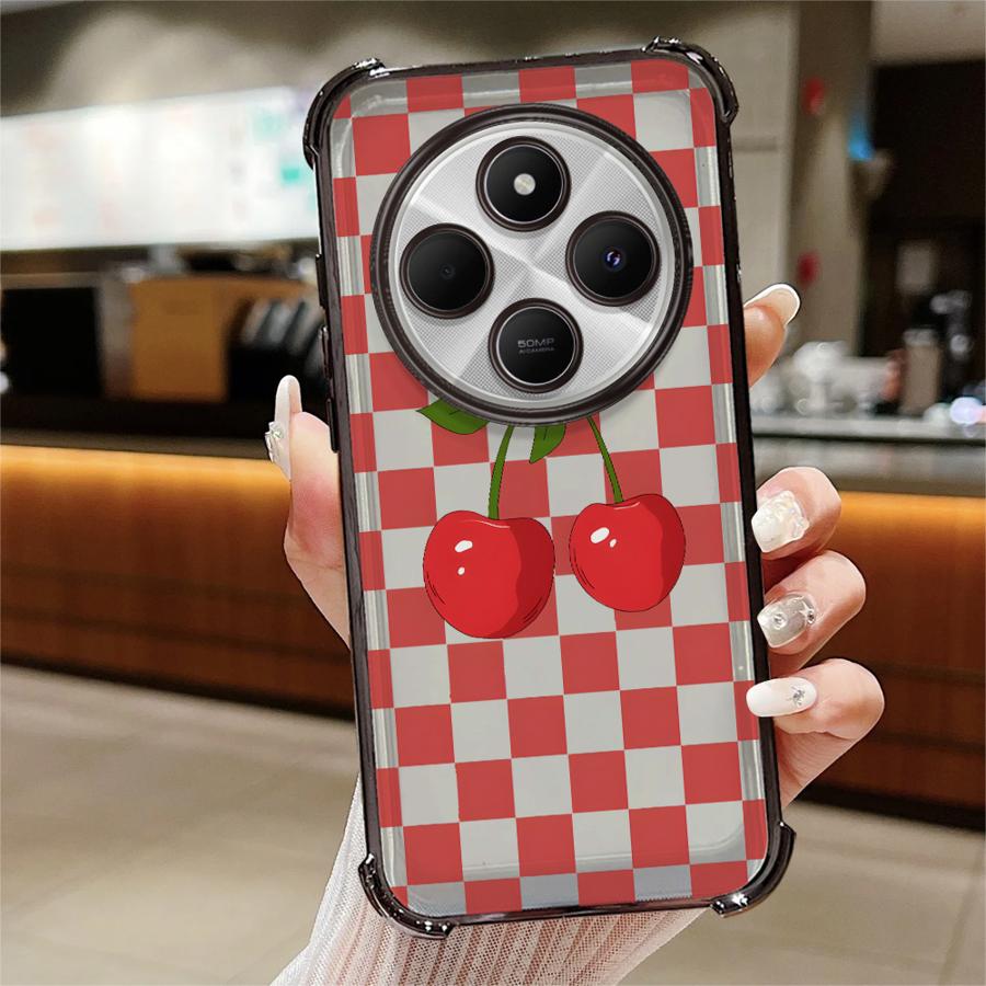 Phone Case for Xiaomi Redmi A3 A3X A5 K80 Pro K80 5G 13C 14C Clear Cover Cartoon Bow Cherry
