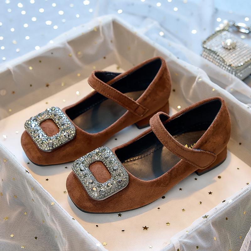 2026New girls' high-heeled princess shoes, spring and autumn children's leather shoes to match dresses, little girls' Mary Jane square-toed single