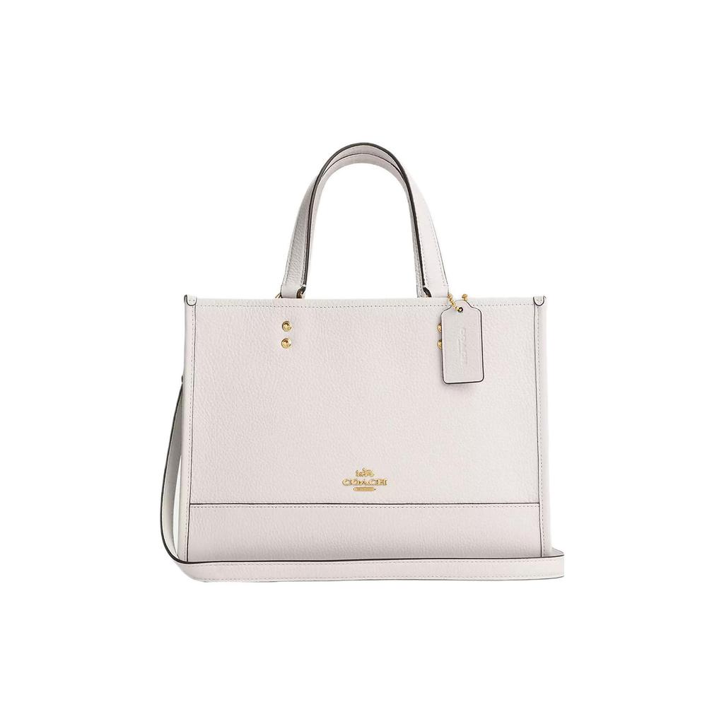 Coach Dempsey 29 Solid Pebble Leather Tote Bag Women Tote White CO976-IMCHK
