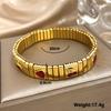 316L Stainless Steel Gold Color Strawberry Cherry Elastic Bangle Bracelet For Women Men Statement New Trend Wrist Zircon Gift