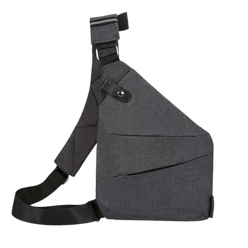 Sling Bag Shoulder Backpack Crossbody Daypack Unisex with Pockets Chest Bags Gray Left