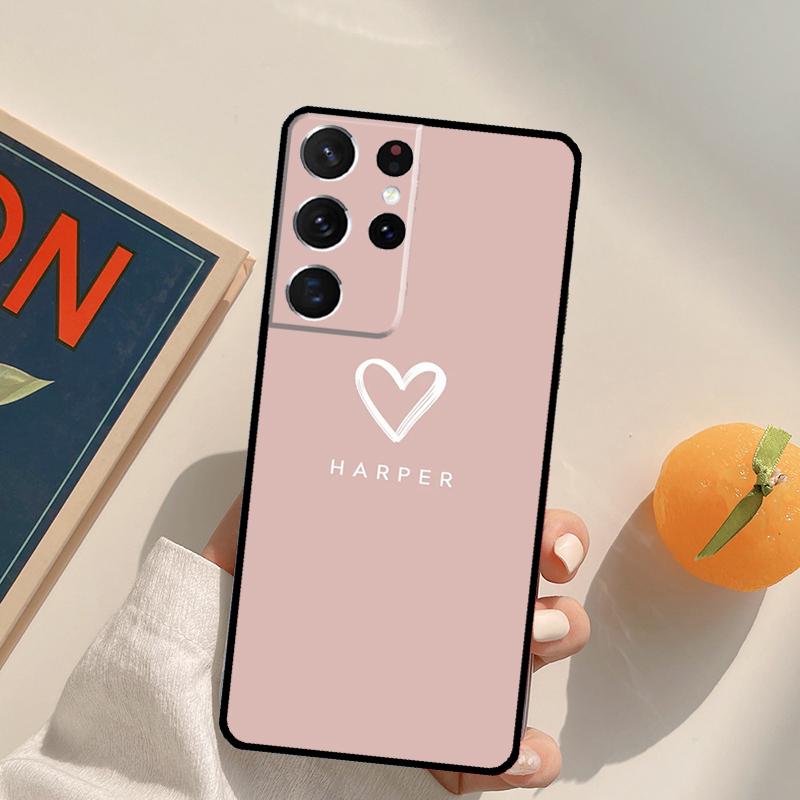 Personalise name initials pastel Phone Case For Samsung Galaxy S22 S23 S21 Ultra S20 FE S8 S9 S10 Plus Note 10 20 Ultra Cover