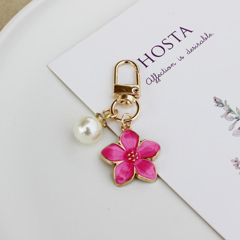 1PC With Pendant Car Key Key Ring Accessories Lovely Sakura Flower For Bag Pearl Charm Keychain
