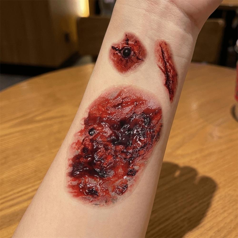 5PCS/SET Long-Lasting Bloody Scar Tattoos Decals Halloween Fake Wound Stickers Film Props