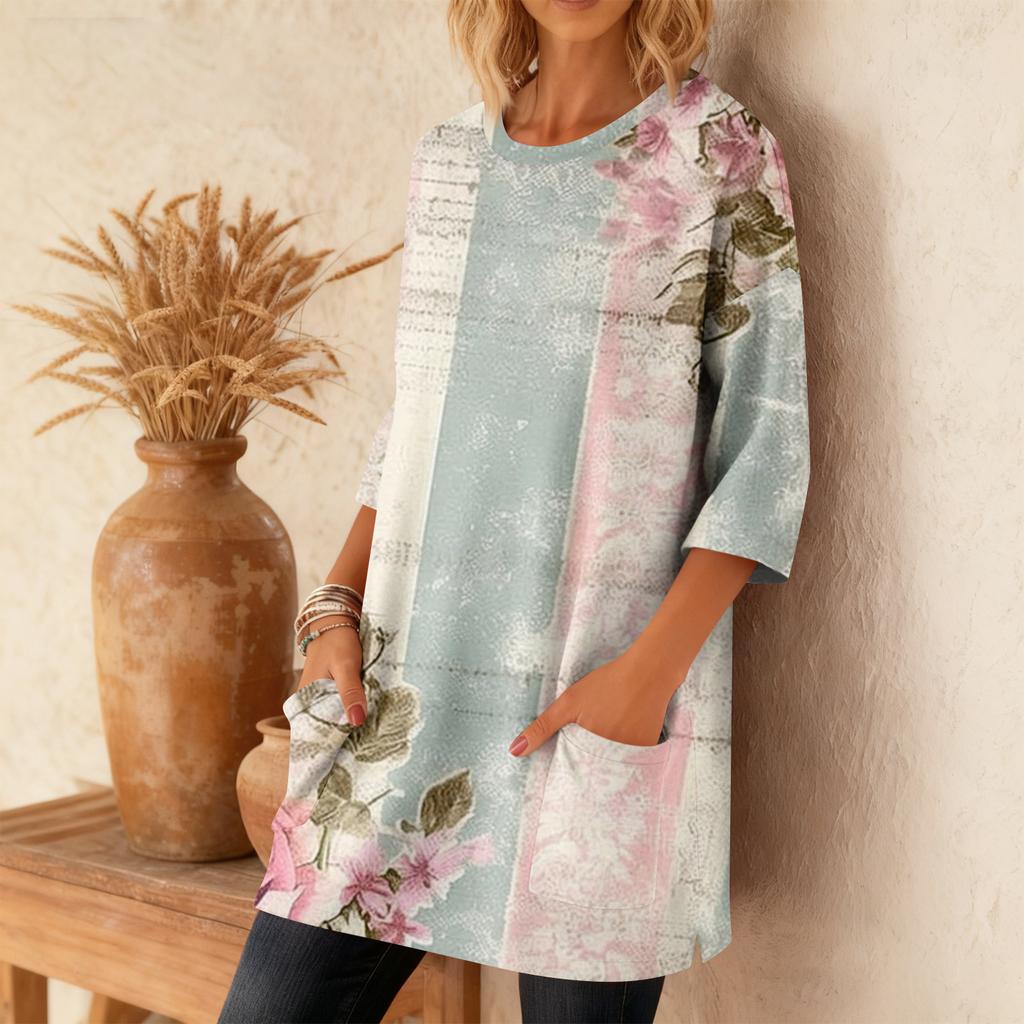 Damen 3/4-Ärmel Shirts Grafik-T-Shirts Shirts Lässige Basic-Tops Pullover