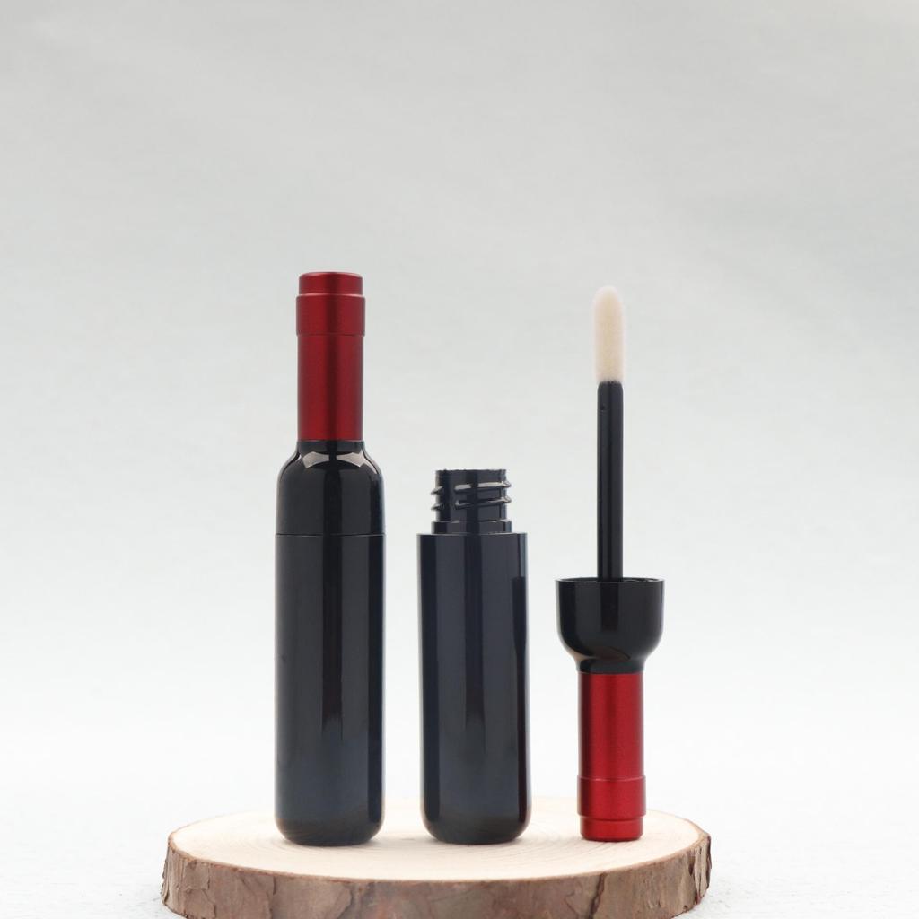 5ml Korean-Style Red Wine-Inspired Lip Gloss Tube, Plastic, Round, In Stock
