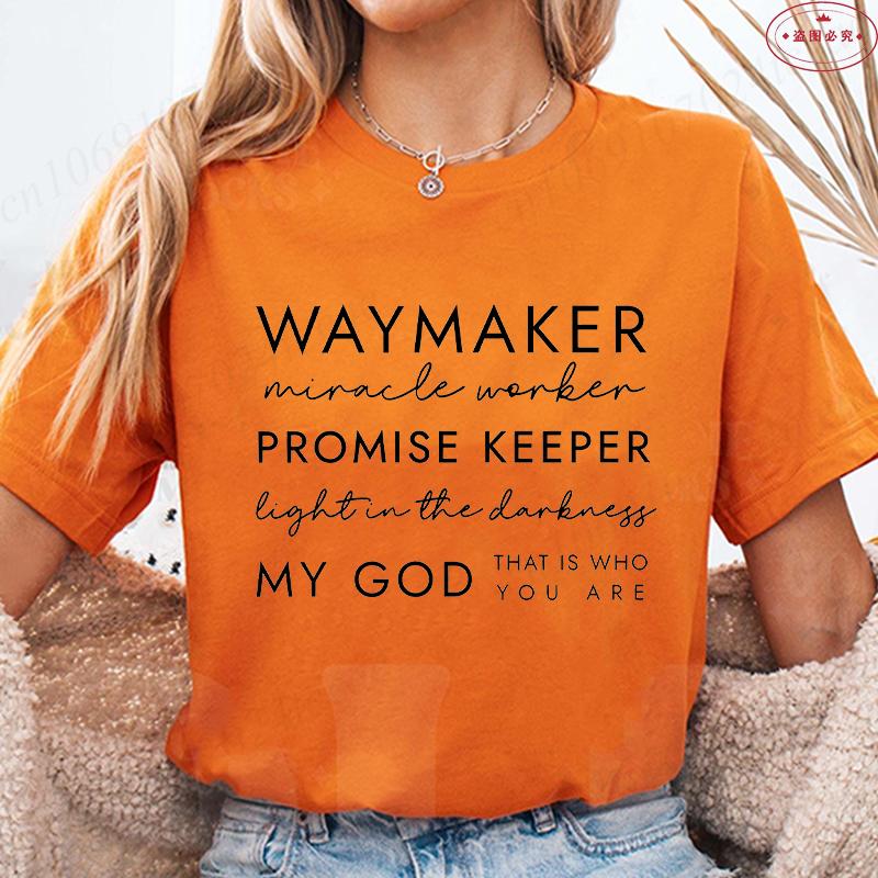 

Christian T-shirts Waymaker Clothes Religious Gifts Women Crewneck Tshirts Faith Clothes Christian Bible Verse Pullover Tees Top S