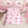 Pink Bow Bedroom anime Duvet Set Bedding King Size Luxury Cover  Polyester Christmas Decorations Cute Printed Cartoon home