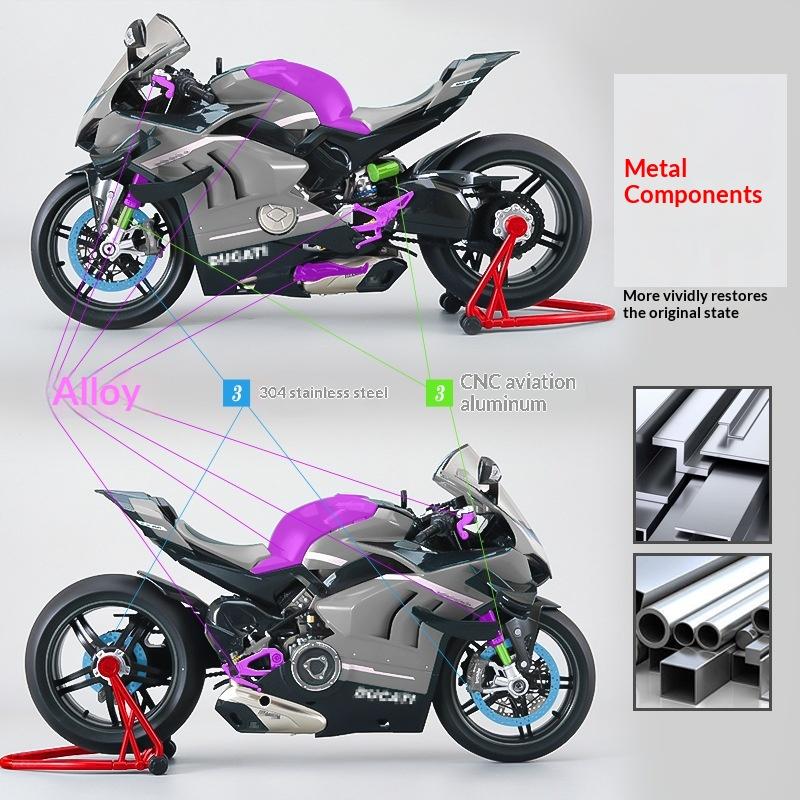 2026 New XLG 1:7 Ducati Panigale V4S Motorcycle Model - Alloy Die-Cast with Smoke Effect & Light/Sound Official Licensed Collector‘s Gift DieCast