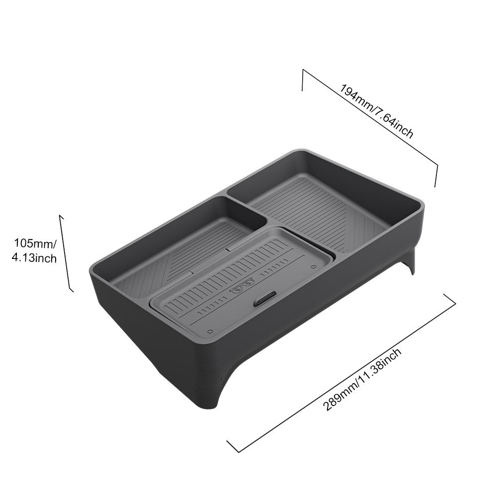 LHD Black Soft Silicone Multi-Function Storage Box For Toyota RAV4 2026-2028 Behind Central Control Screen Sundries Organizer