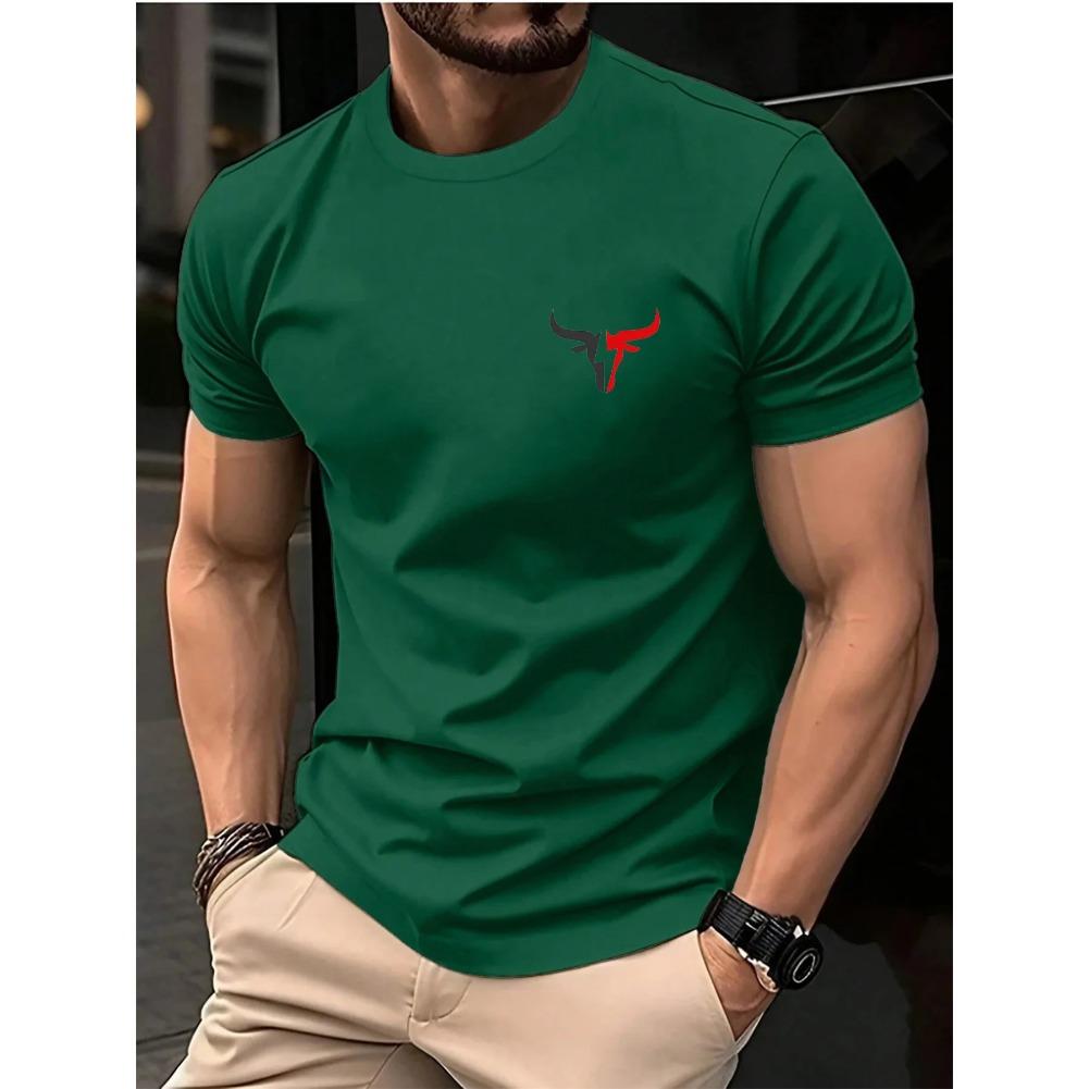 Men O Neck Short Sleeve Print T-shirt Cotton Comfortable Tee Man