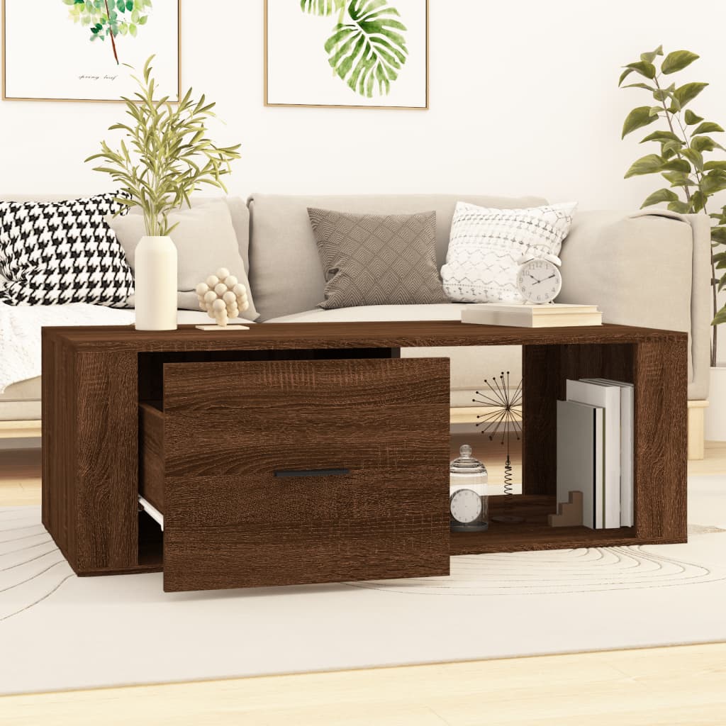 Coffee Table Brown Oak Effect 100 X 50.5 X 35 Cm Engineered Wood