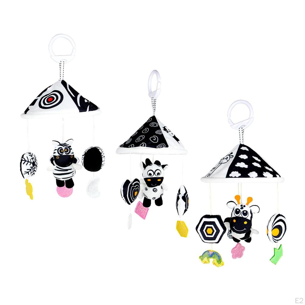 Baby Crib Mobile, Rattles Hanging Bed Bell Toy Black and White Mobile for Girls