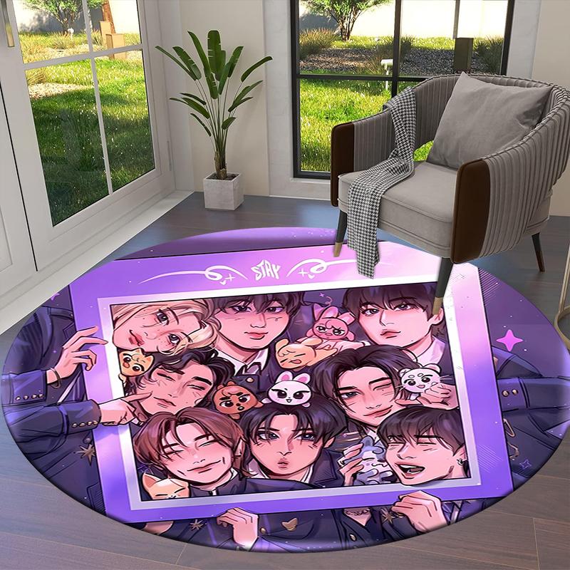 SKZ Runder Teppich, Teppich für Wohnzimmer Schlafzimmer Sofa Spielzimmer Dekoration, Rutschfeste Bodenmatte