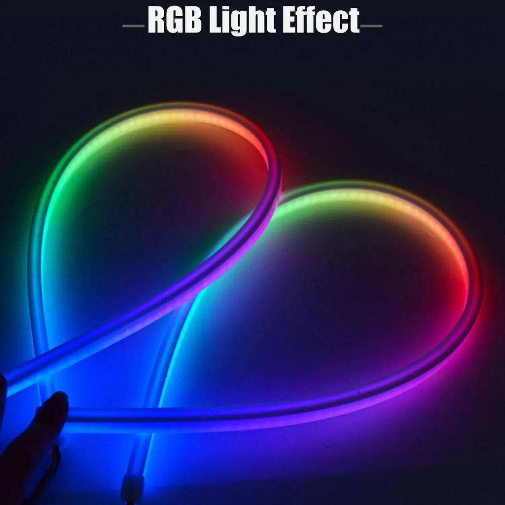 2Pcs RGB LED DRL Daytime Running Light Flowing Turn Signal Lamp APP/RF Remote Control LED Headlight Strips For Car Accessory 12V