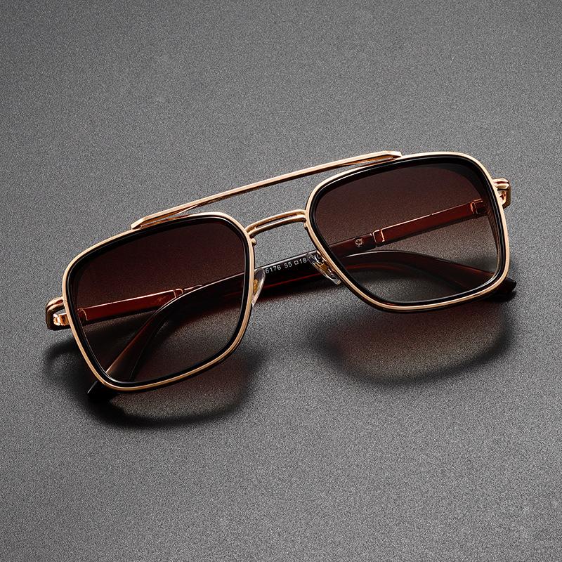 KLASSNUM Vintage Square Sunglasses for Man Fashion Brand Luxury Design Metal Frame Sun Glasses Men Sun Shade UV400 Sunglass