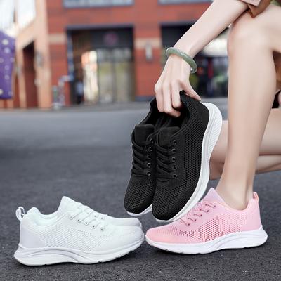 Women's Shoes Flying Woven Surface Summer Hollow Sports Casual Shoes, Breathable, Lightweight and Versatile Running Shoes