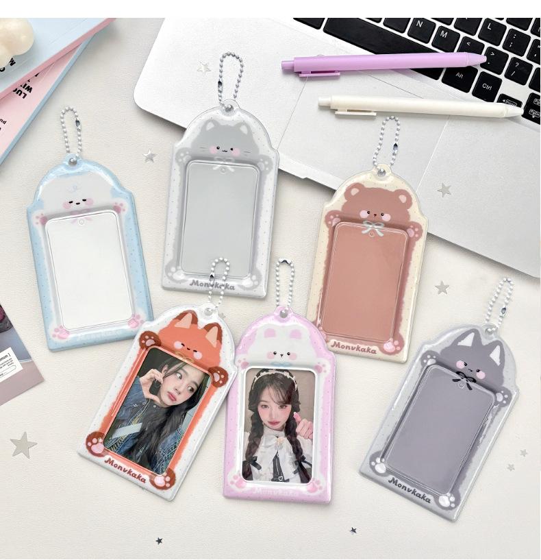 MINKYS Cute Animal 3 inch Kpop Photocard Holder Photo Card Bus Card Holder Bag Pendant Back To School Stationery